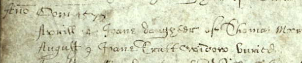 Burial record of Joane Tratt