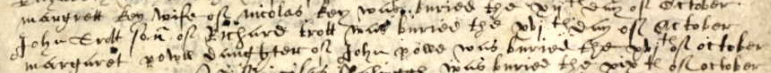 Burial record of John Trott