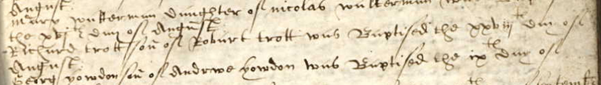 Christening record of Richard Trott