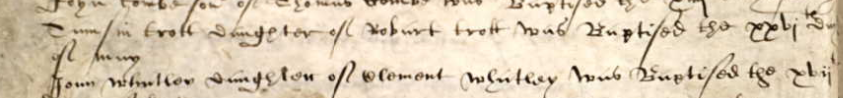 Christening record of Tamsin Trott