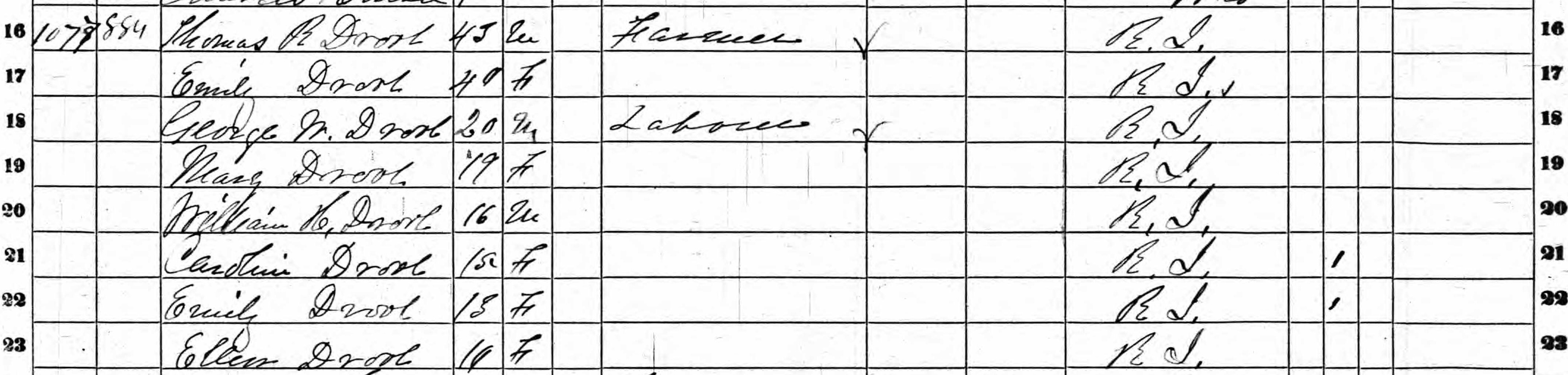 Household of Thomas R. Dvool in 1860