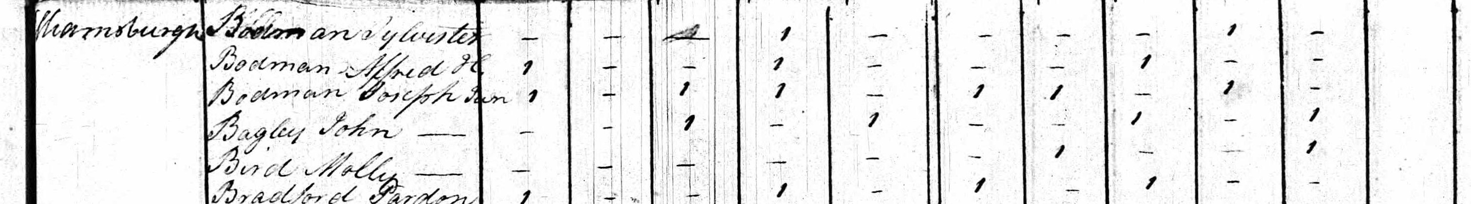 Molly Bird household in 1810