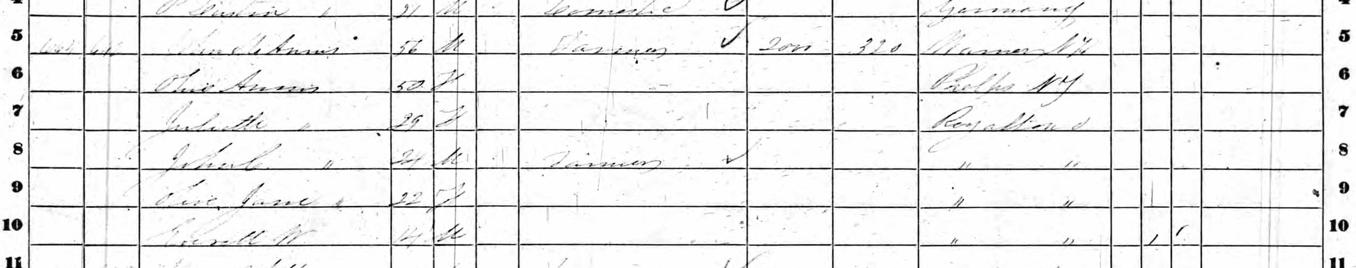 John M. Annis household in 1860