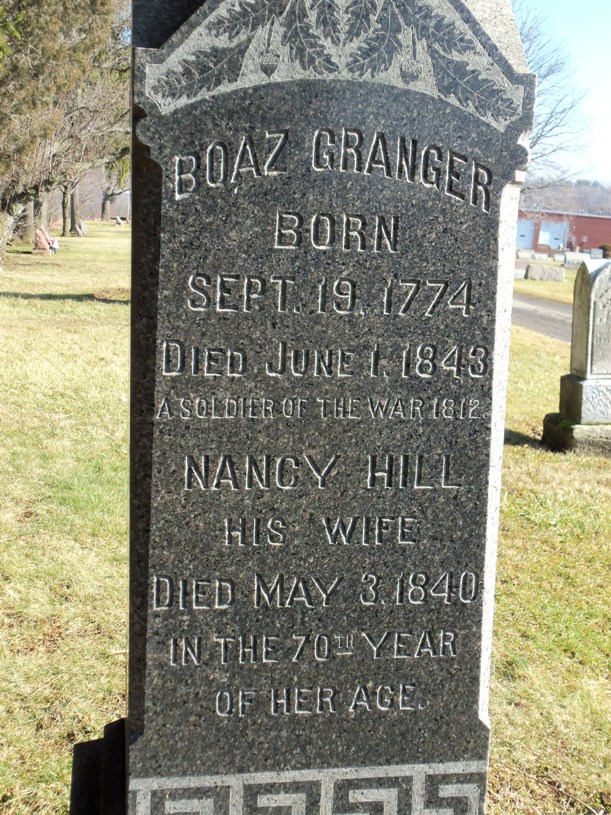 Gravestone of Boaz and Nancy (Hill) Granger