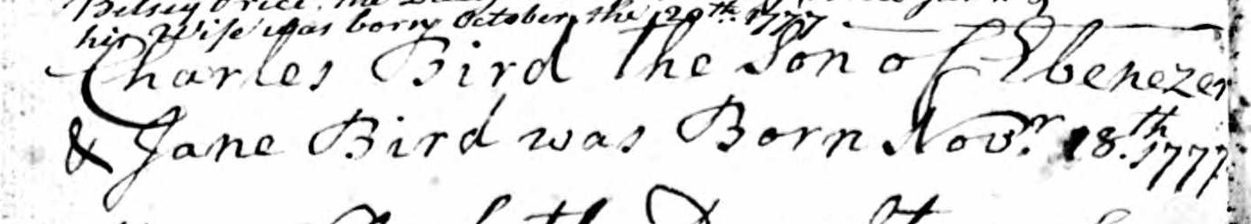 Birth record of Charles Bird
