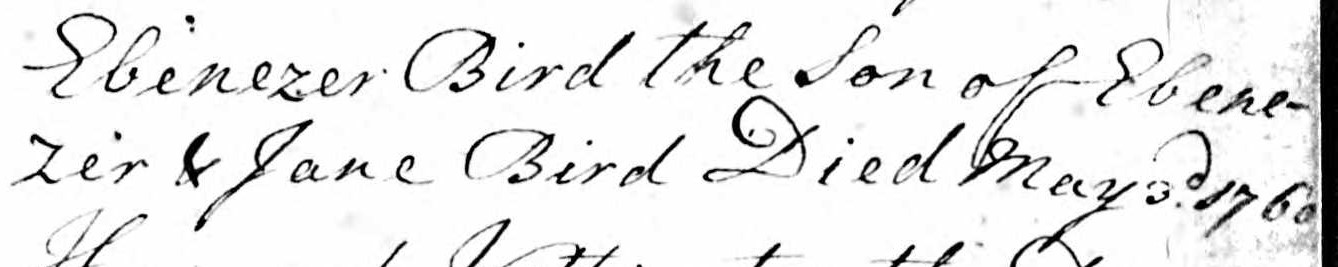 Death record of Ebenezer Bird