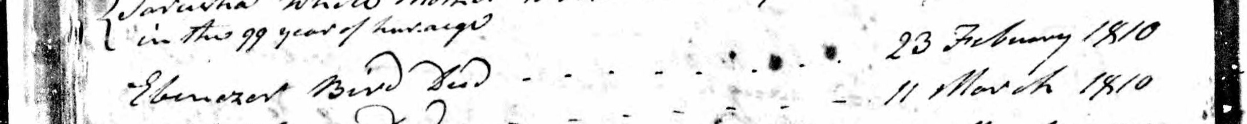 Death record of Ebenezer Bird