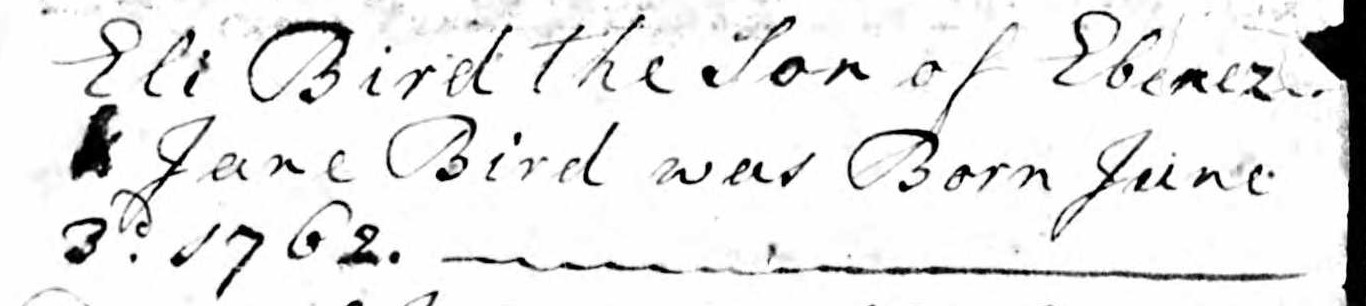 Birth record of Eli Bird