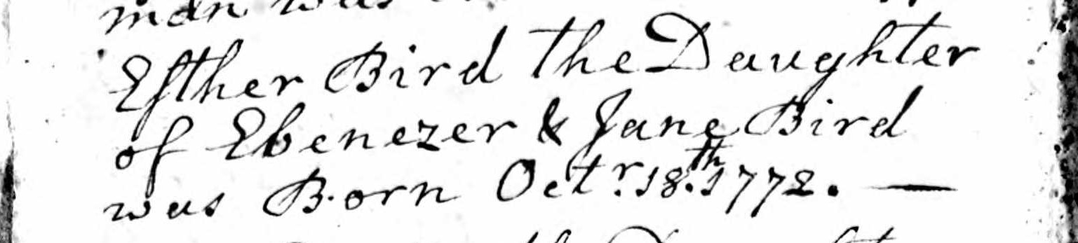 Birth record of Esther Bird
