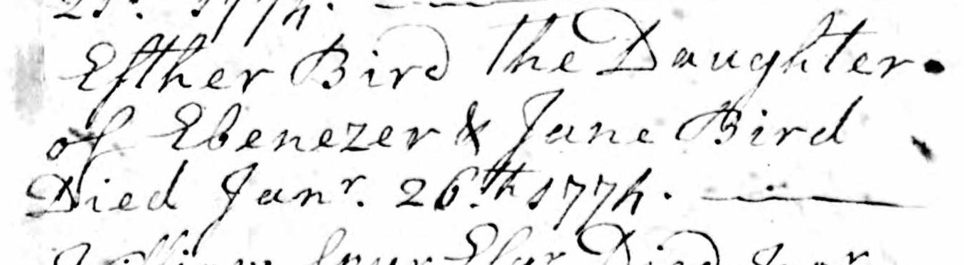 Death record of Esther Bird