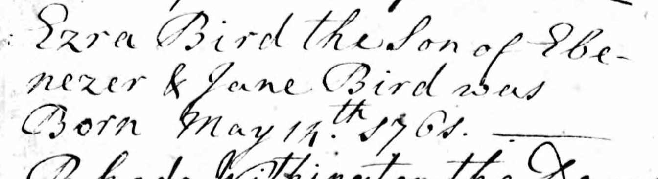 Birth record of Ezra Bird