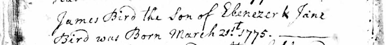 Birth record of James Bird