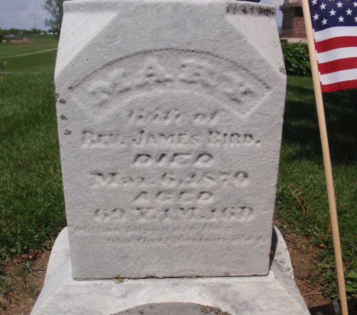 Side of monument showing Mary's information
