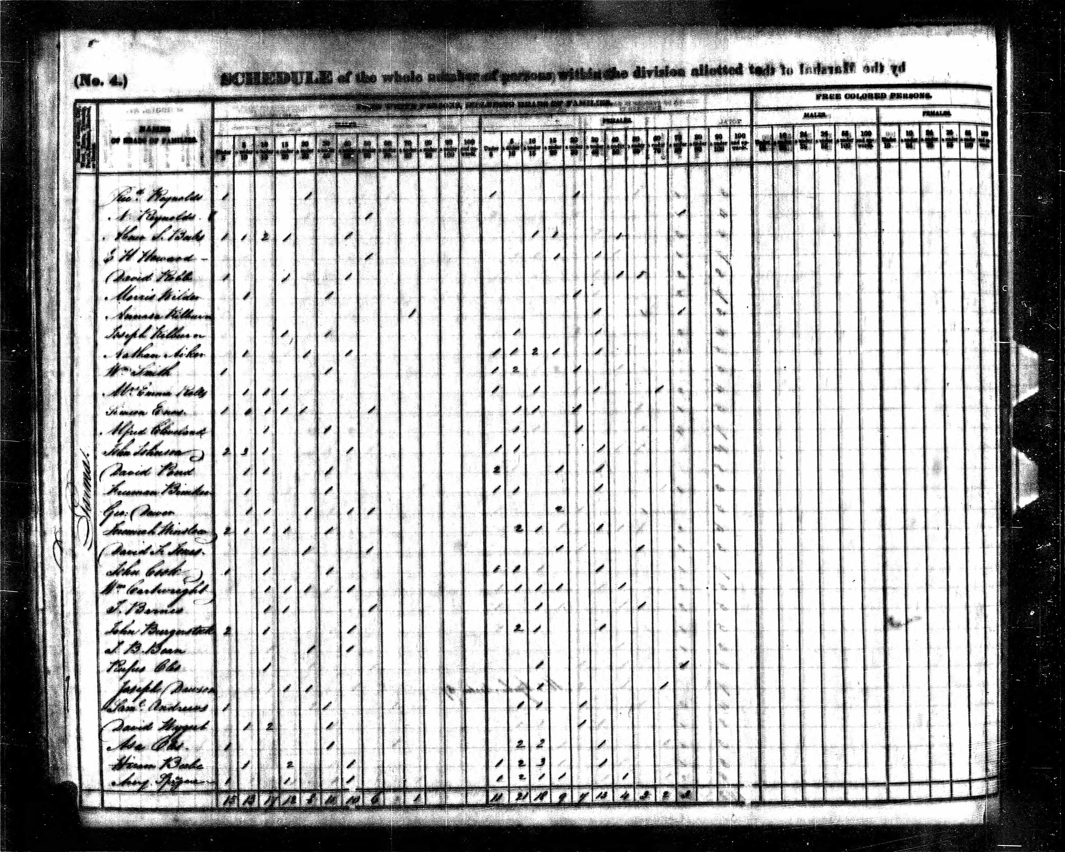 Freeman Bunker household in 1840