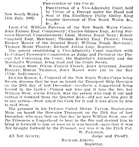 Vice-Admiralty Court case with Owen Bunker as a member of the court