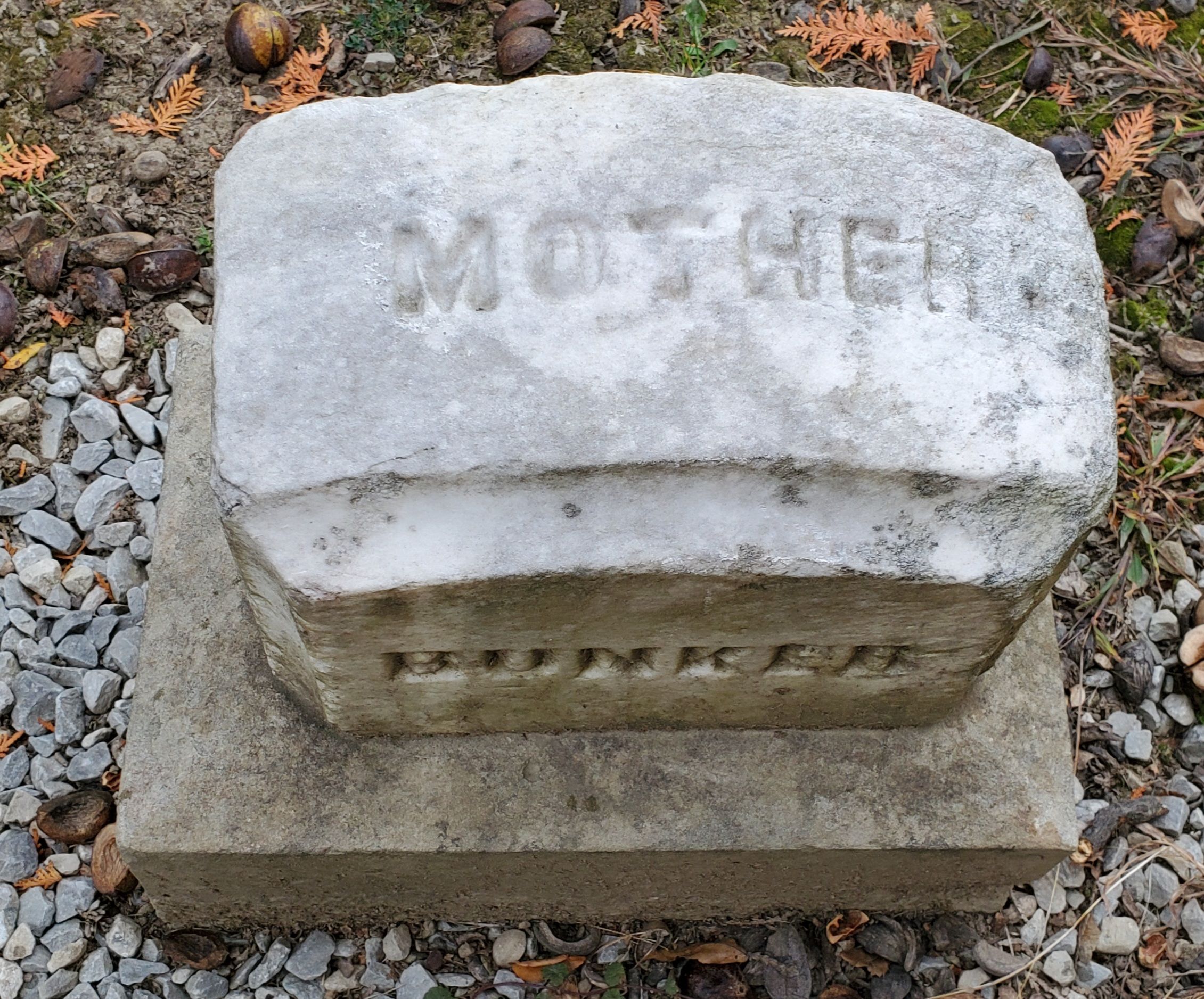 Top of gravestone of Julia Bunker