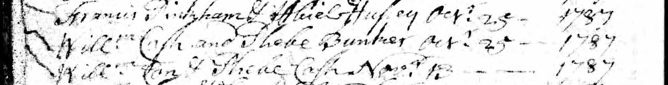 Marriage record of William Cash and Phebe Bunker