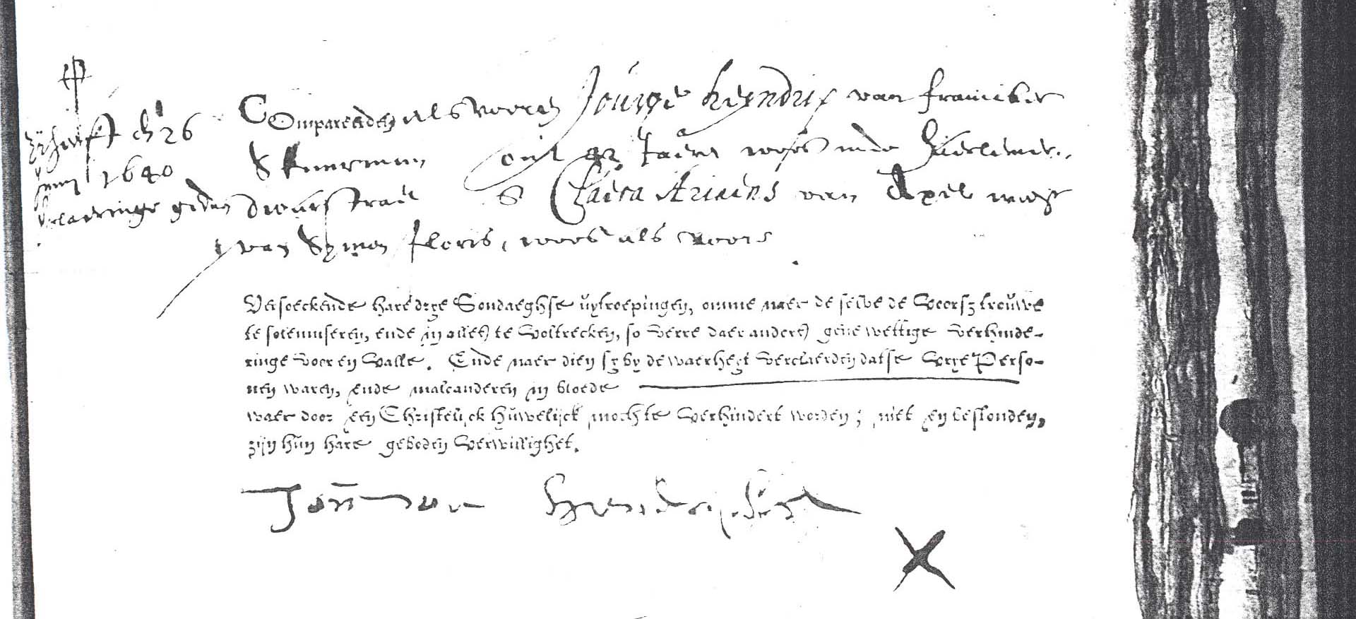 Marriage intention of Jouwe Heijndrix and Clara Ariaens