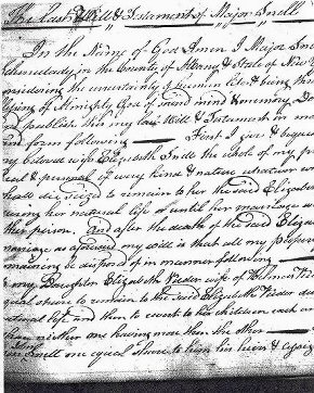 Copy 1 of Page 1 of Major Snell's Will