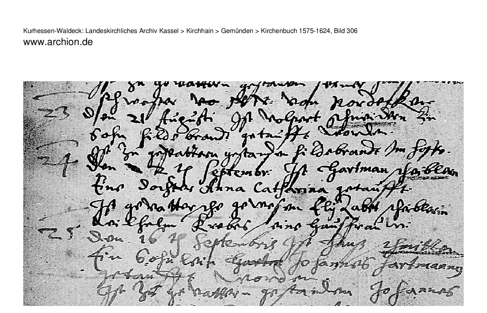 Baptismal record of Anna Catharina Scheibler