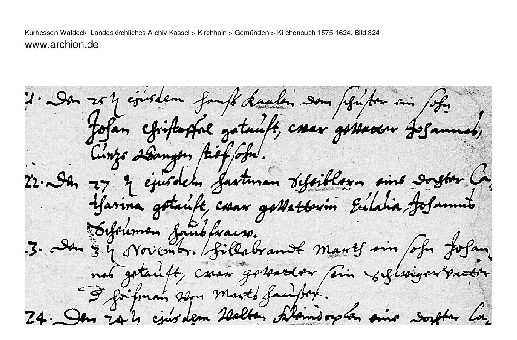 Baptismal record of Catharina Scheibler