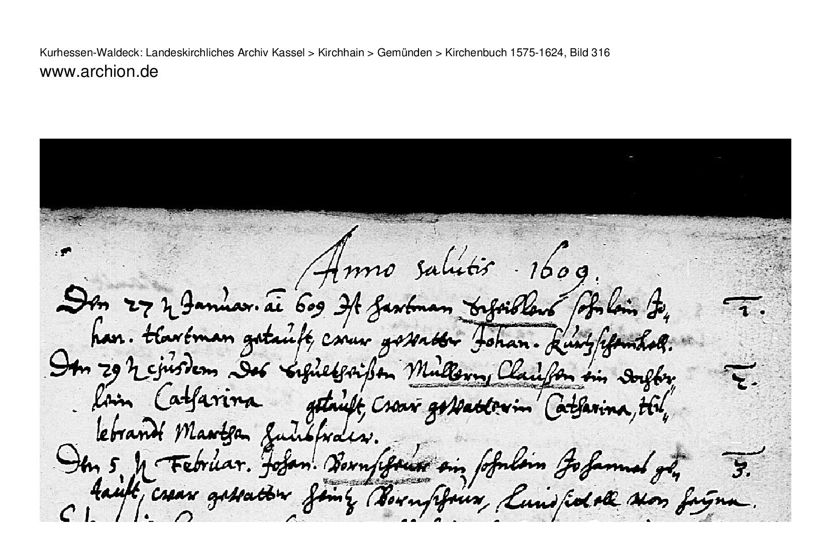 Baptismal record of Johann Hartmann Scheibler