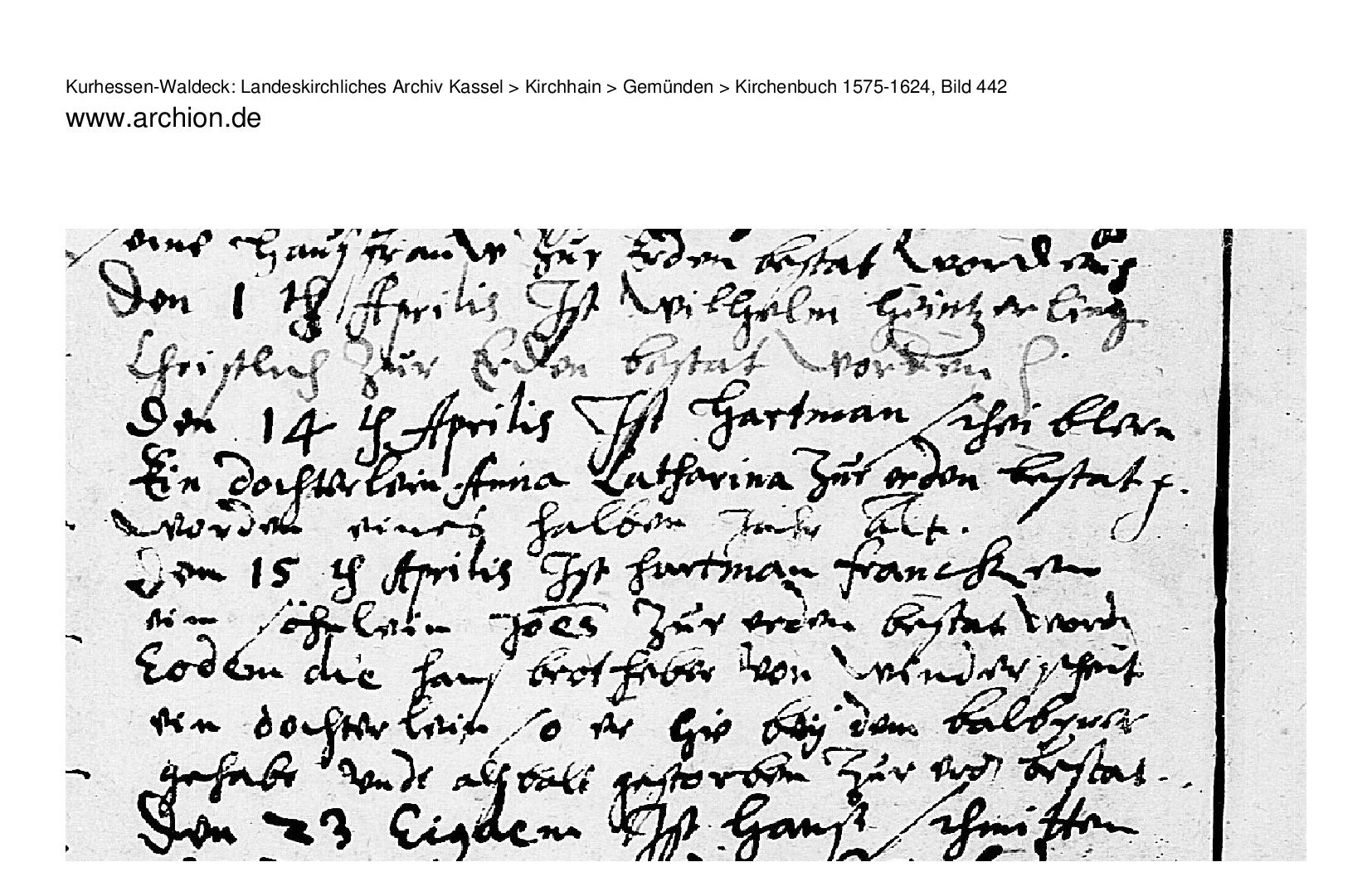 Death record of Anna Catharina Scheibler