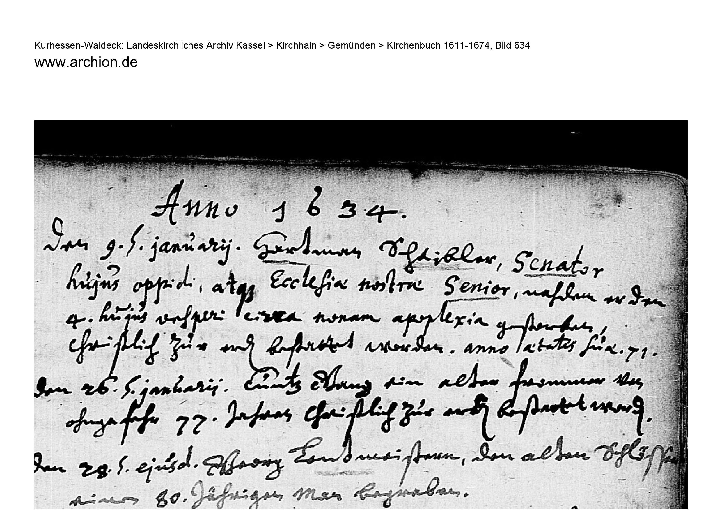 Death record of Hartmann Scheibler