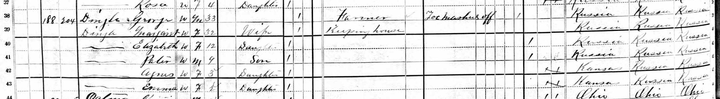 George Dingle family in 1880