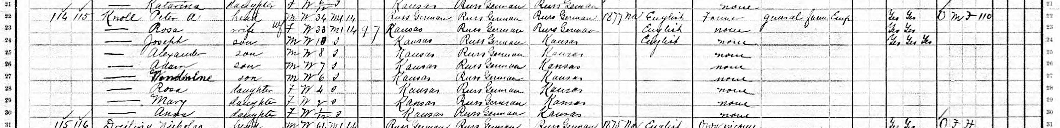 Peter A. Knoll families in 1910