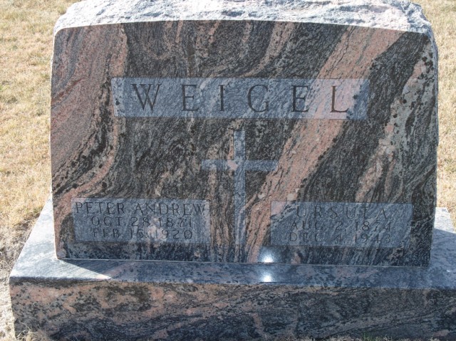 Gravestone of Peter Andrew and Ursula Weigel