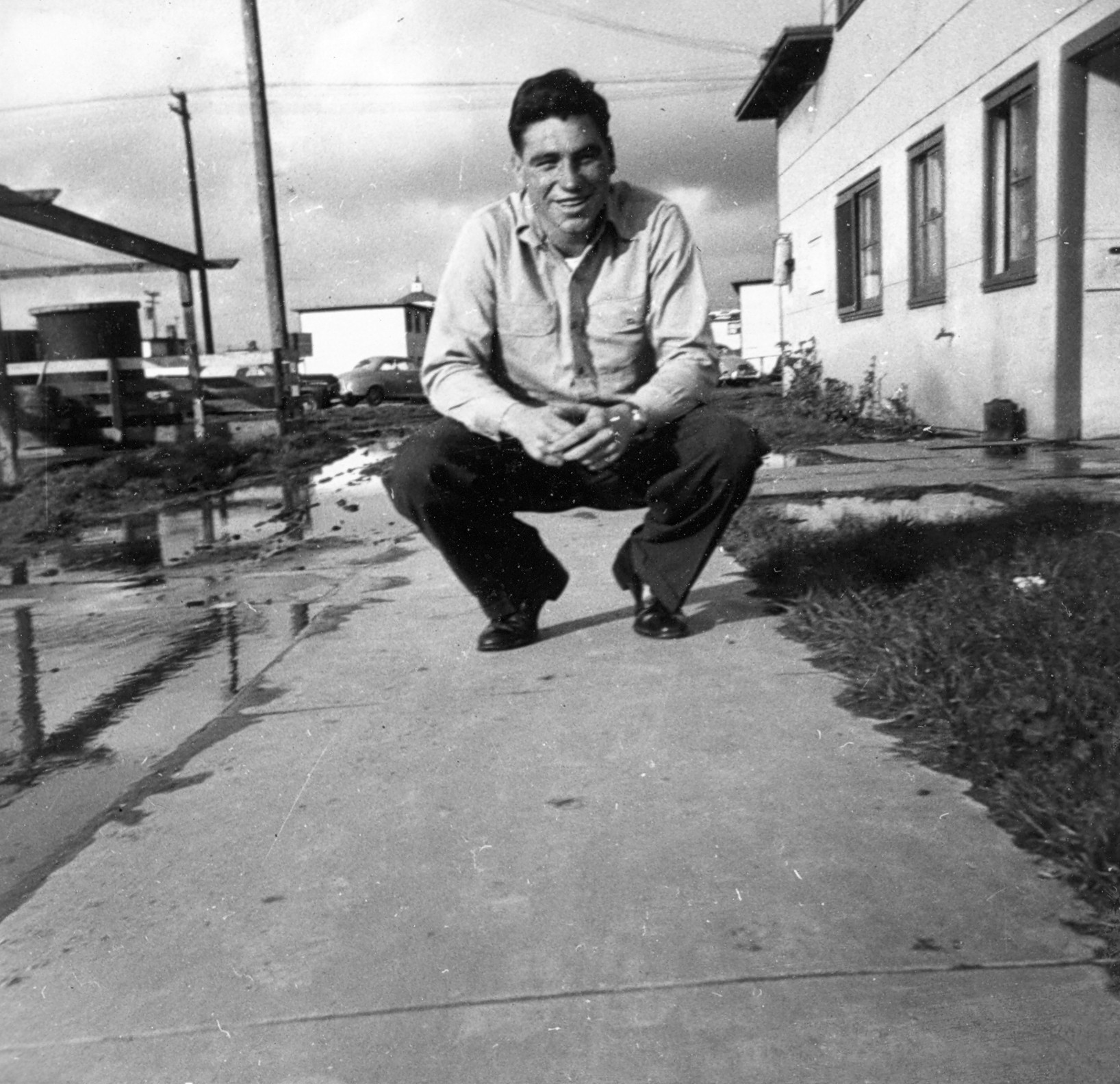 Pete on a sidewalk