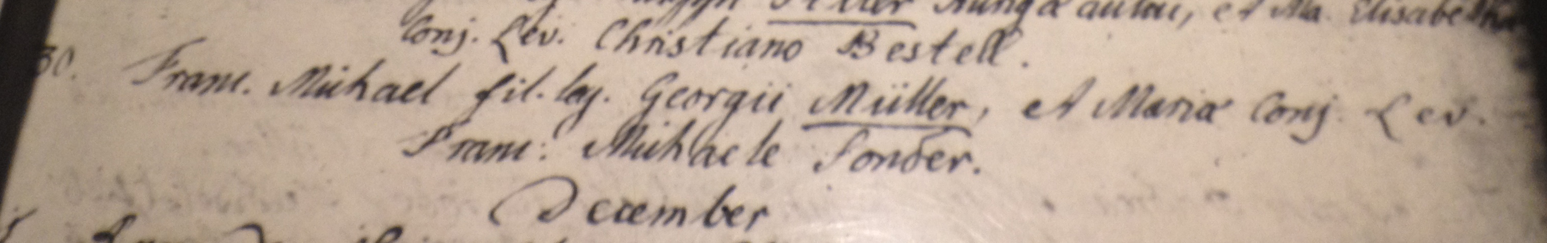 Christening record of Franz Michael Mueller