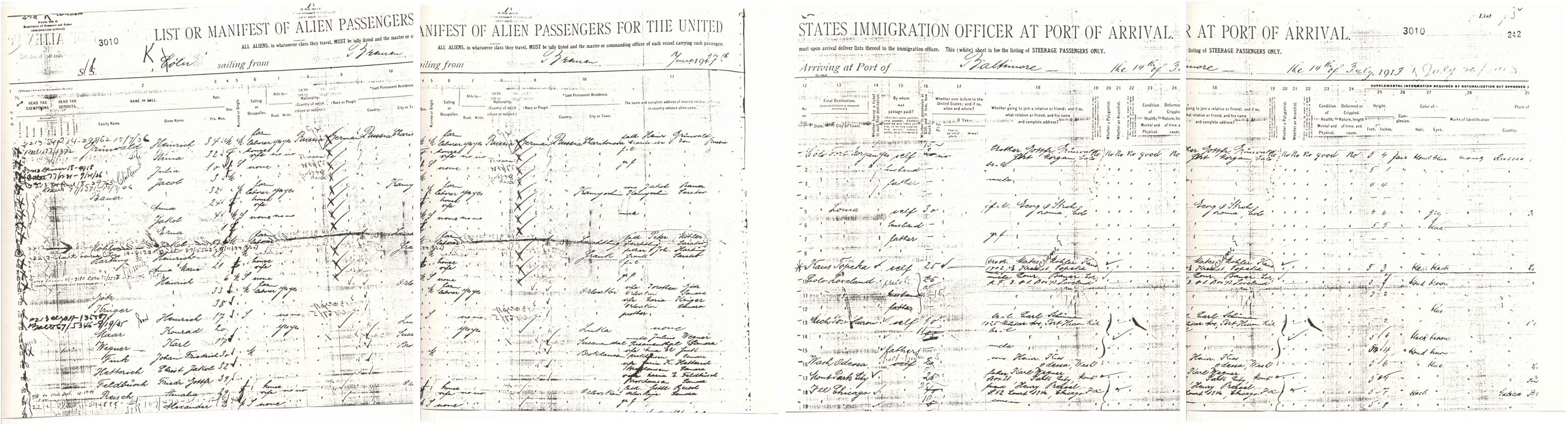 Passengers' list, including Jakob Mahler