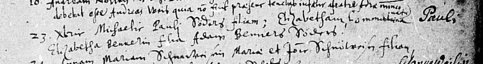 Baptismal record for Elisabetha Paulus