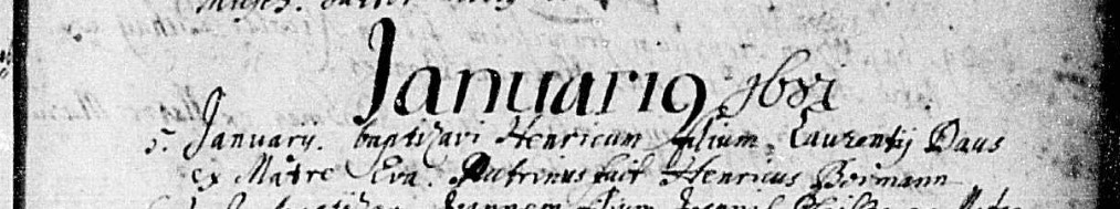 Baptismal record for Henrich Daus