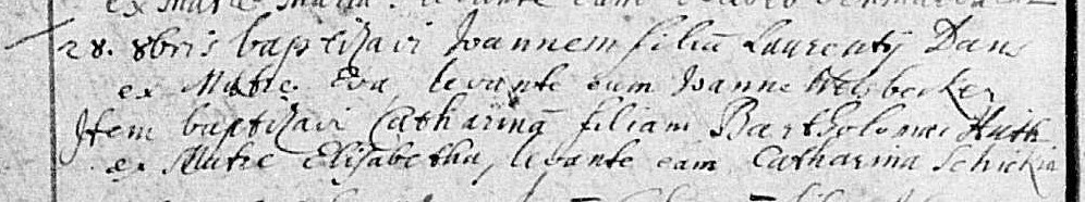 Baptismal record for Joannes Daus