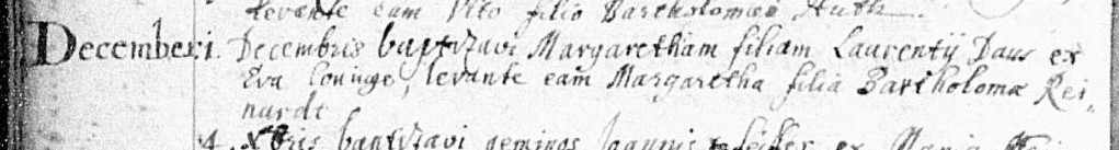 Baptismal record for Margaretha Daus
