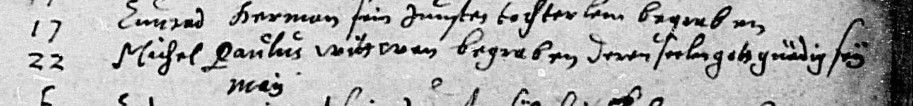 Death record for the widow of Michel Paulus