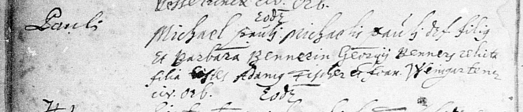 Marriage record for Michael Paulus and Barbara Benner
