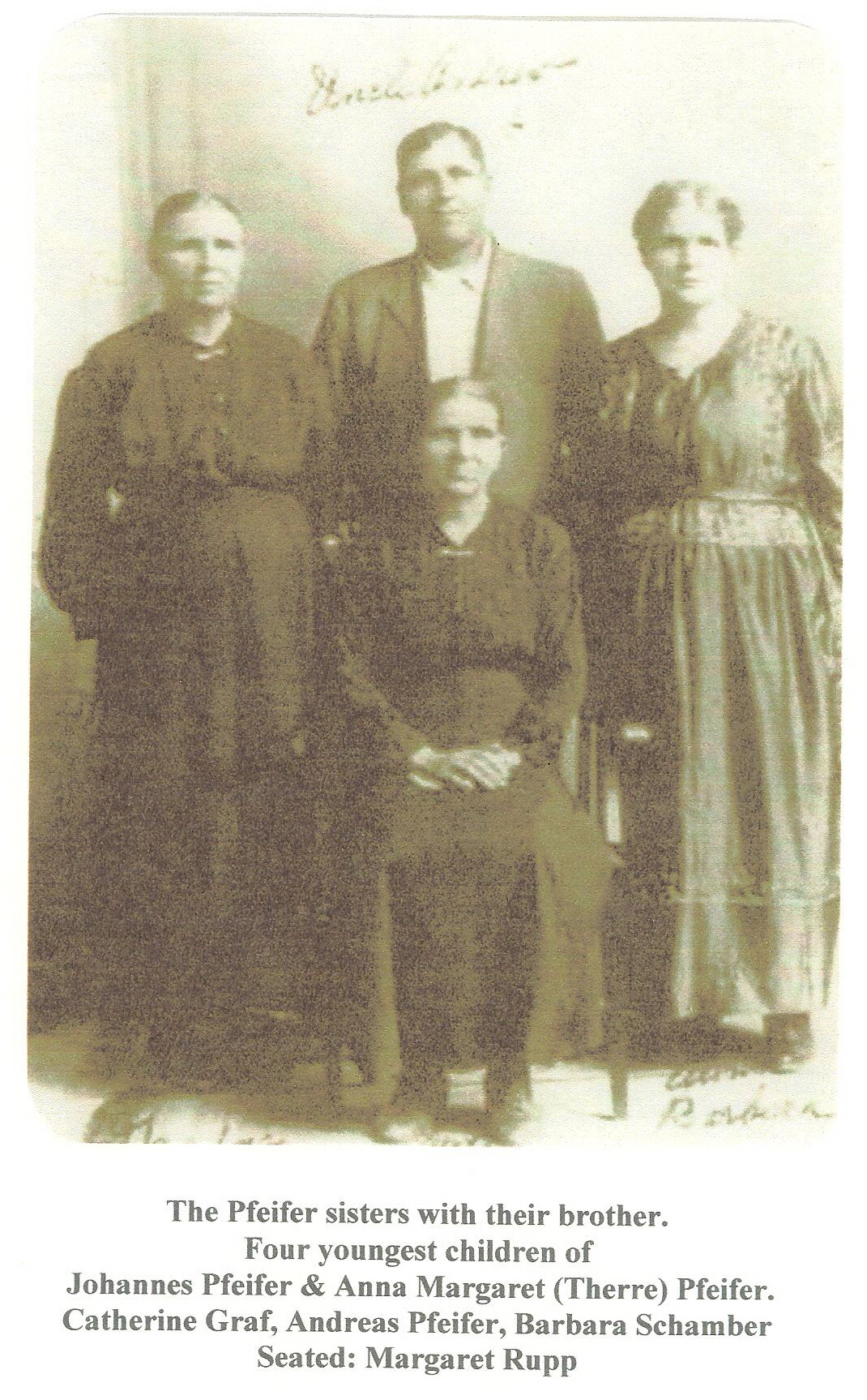 Photo of some of the children of Johannes Adam and Anna Margaretha (There) Pfeifer