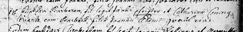 Baptismal record for Barbara Pfeiffer