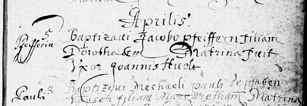 Baptismal record for Dorothea Pfeifer