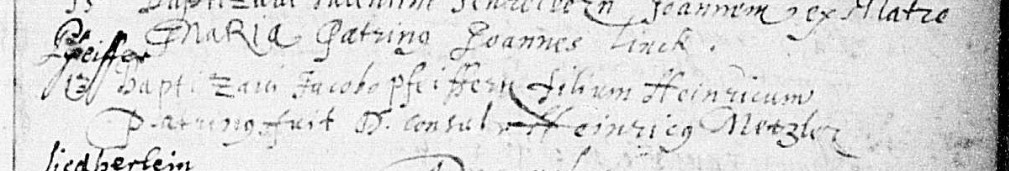 Baptismal record for Heinrich Pfeiffer