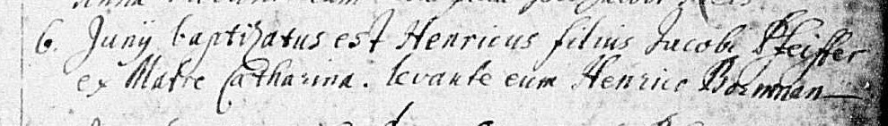 Baptismal record for Heinrich Pfeiffer
