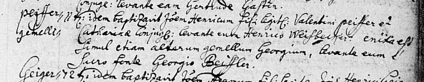 Baptismal record for Johannes Heinrich and Georg Peiffer