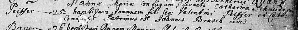 Baptismal record for Johannes Peiffer