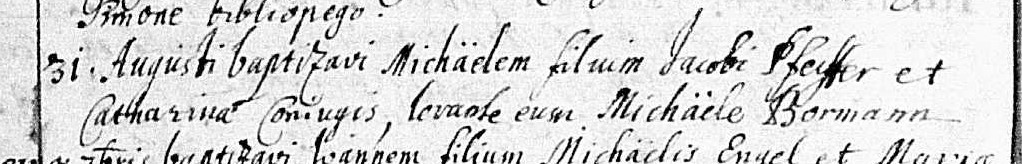 Baptismal record for Michael Pfeiffer