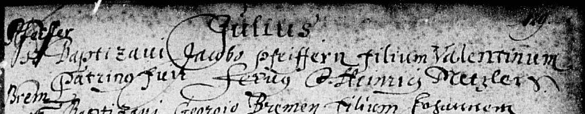 Baptismal record for Valentin Pfeiffer
