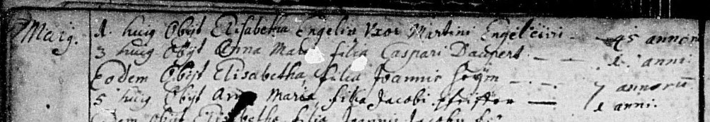 Death record for Anna Maria Pfeiffer